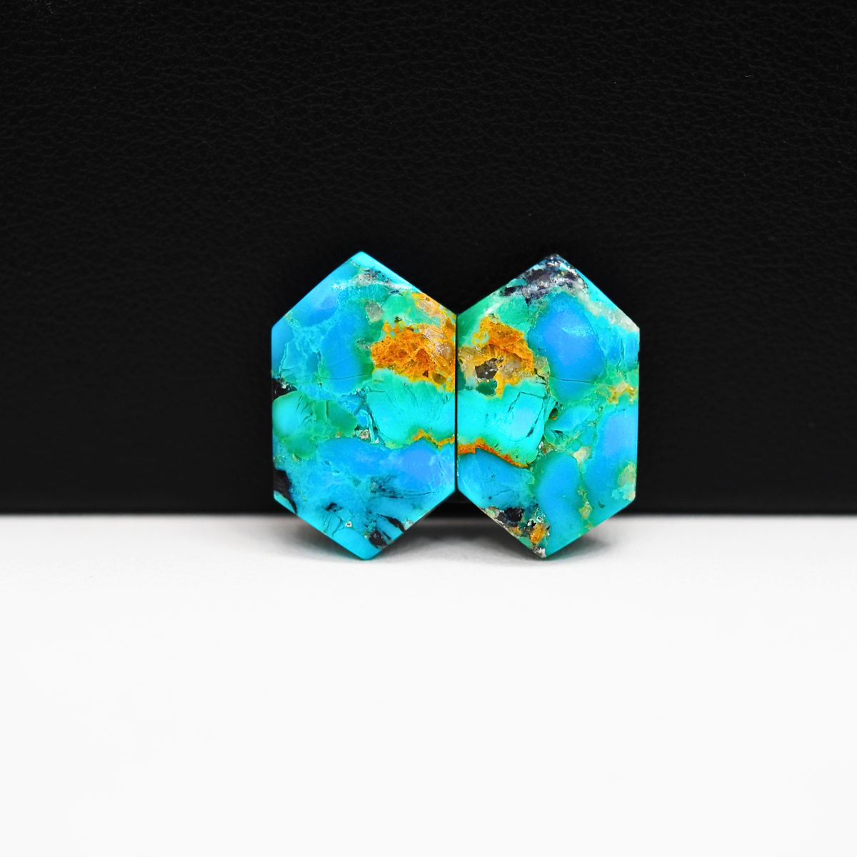 Mohave Buffalo composite pair 19x11x3mm 10.5ct hexagon cabochon Kingman - photo 2