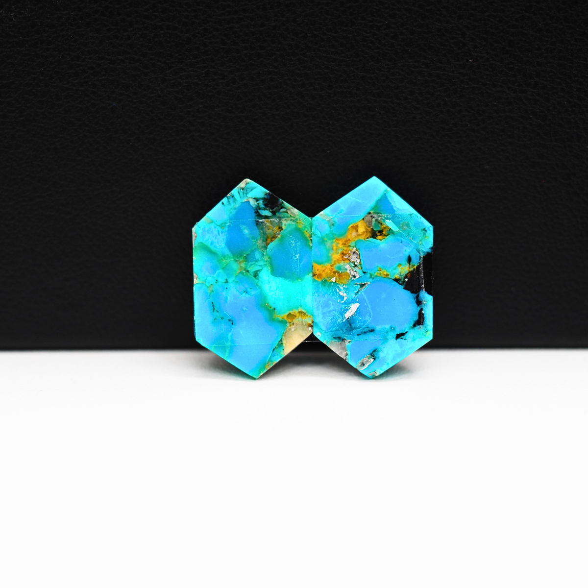 Mohave Buffalo composite pair 19x11x3mm 10.5ct hexagon cabochon Kingman - photo 3