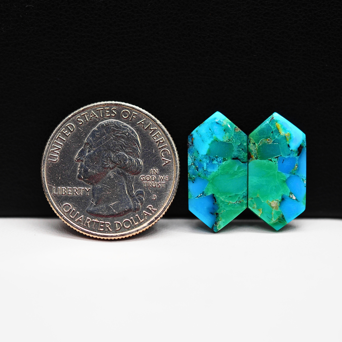 Mohave Buffalo composite pair 21x10x3mm 10.5ct hexagon cabochon Kingman - photo 1
