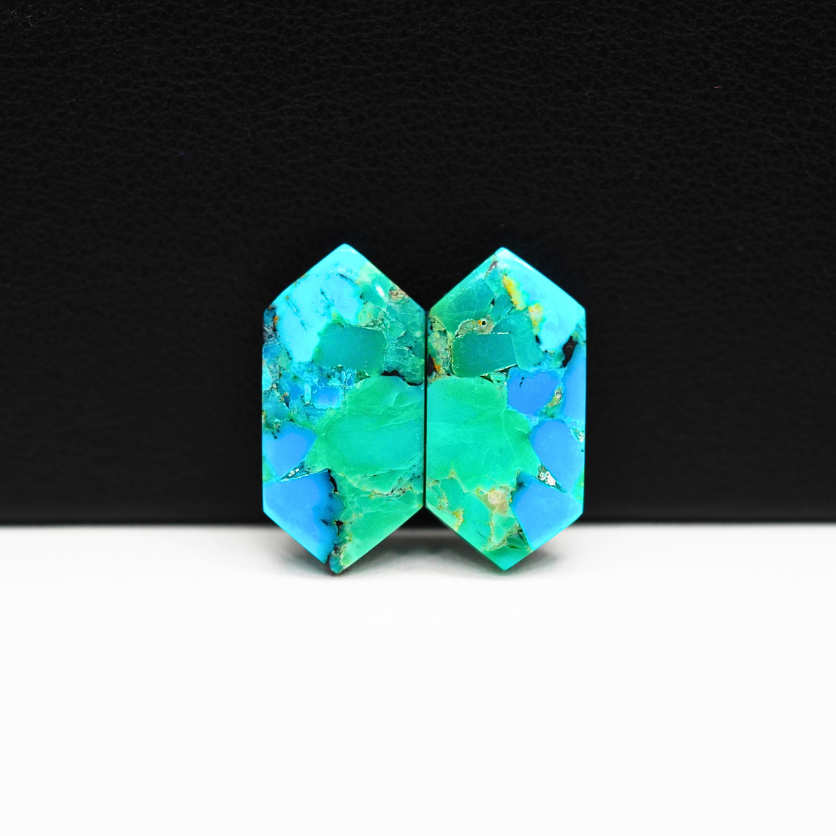 Mohave Buffalo composite pair 21x10x3mm 10.5ct hexagon cabochon Kingman - photo 2