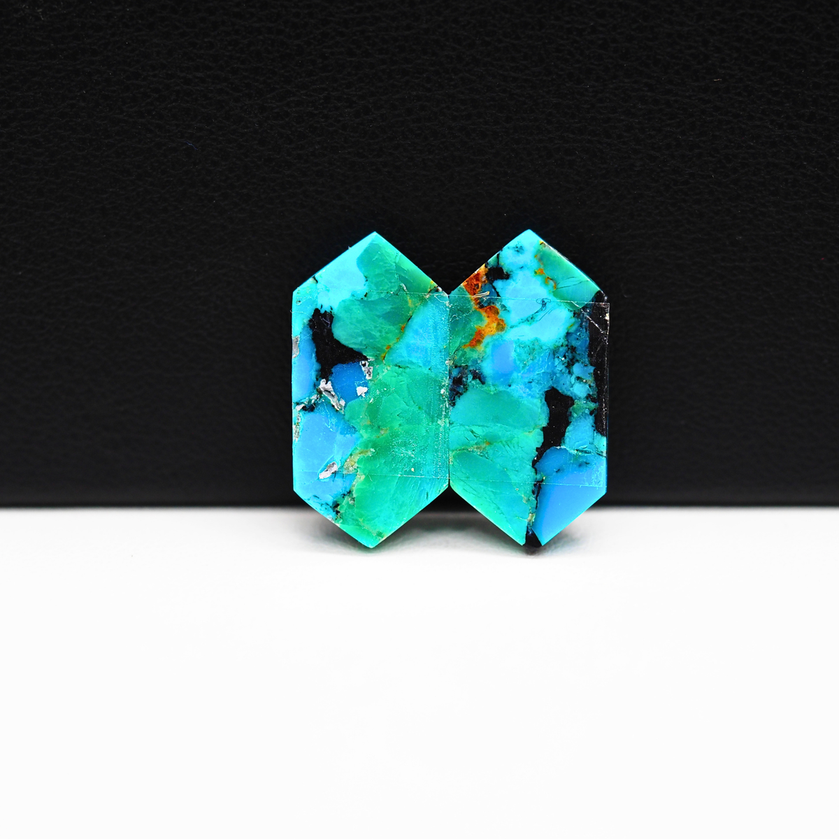 Mohave Buffalo composite pair 21x10x3mm 10.5ct hexagon cabochon Kingman - photo 3