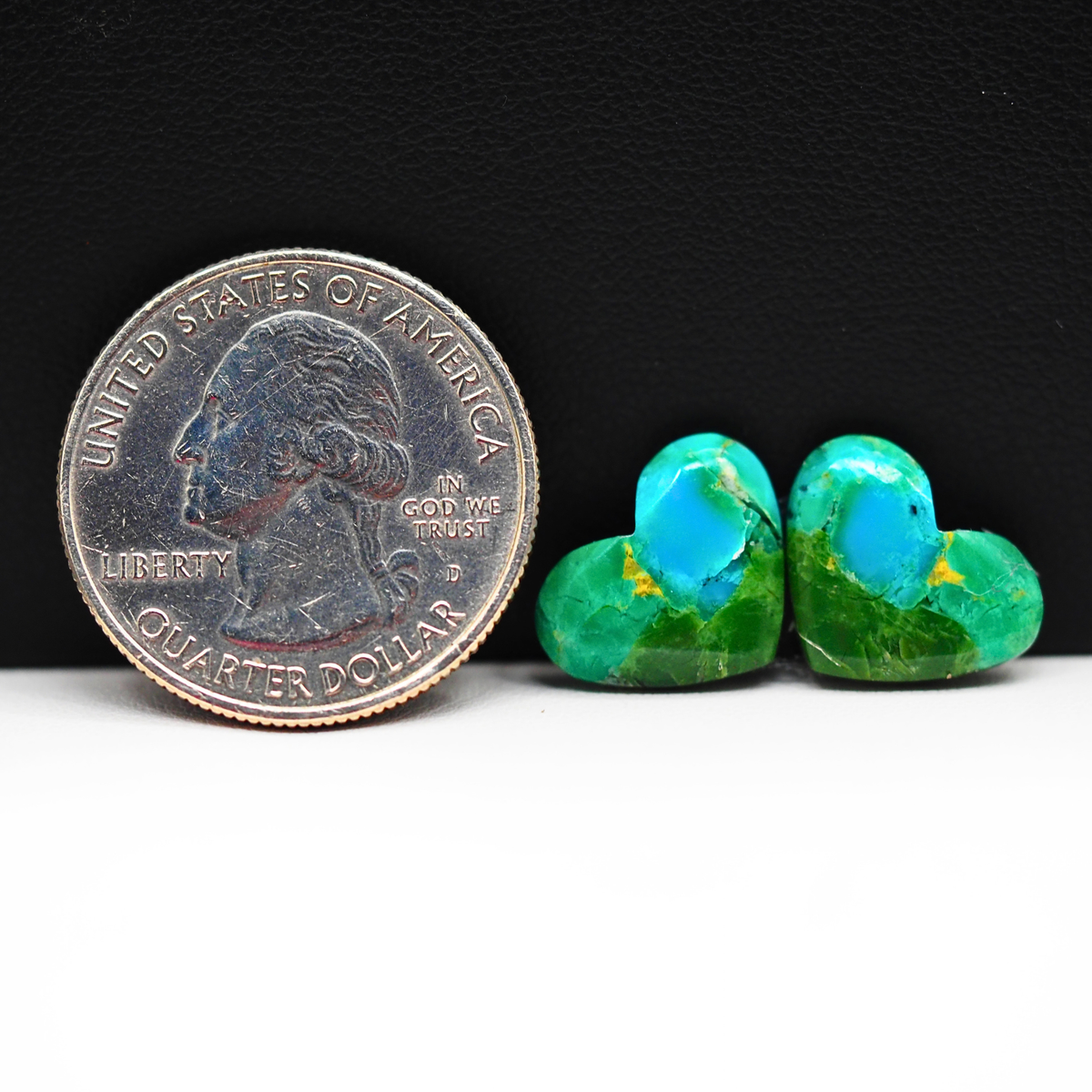 Mohave Buffalo composite pair 12x14x3mm 8ct heart cabochon Kingman - photo 1