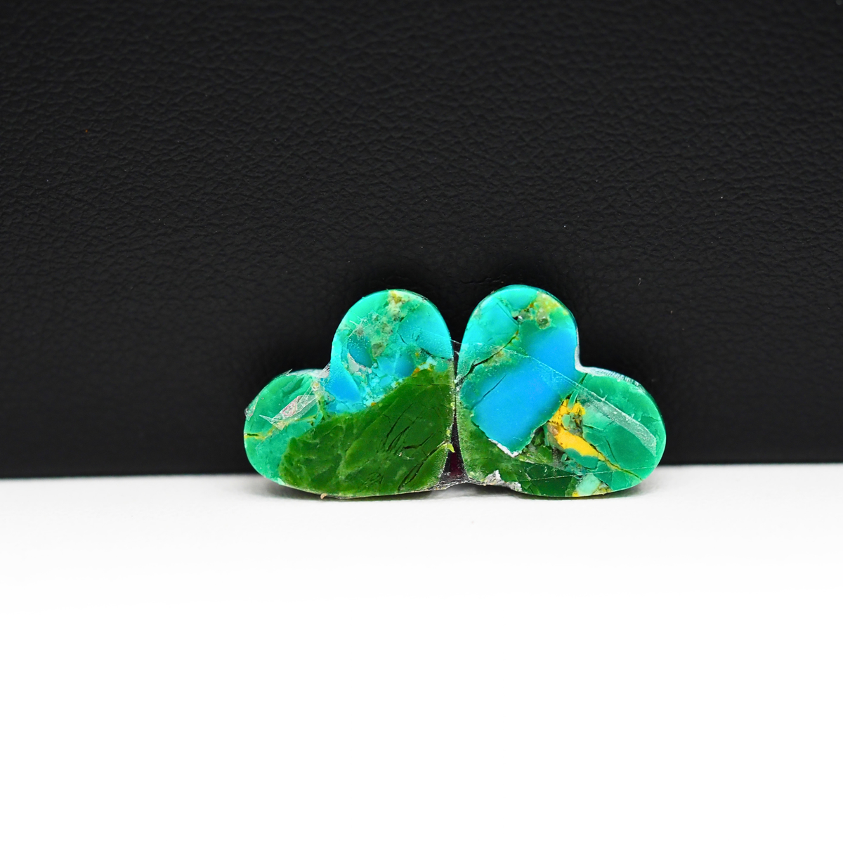 Mohave Buffalo composite pair 12x14x3mm 8ct heart cabochon Kingman - photo 3