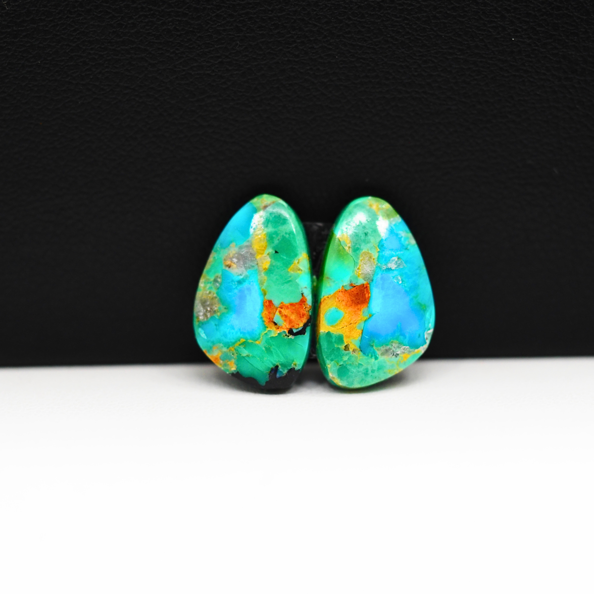 Mohave Buffalo composite pair 17x10x3mm 9ct freeform cabochon Kingman - photo 2