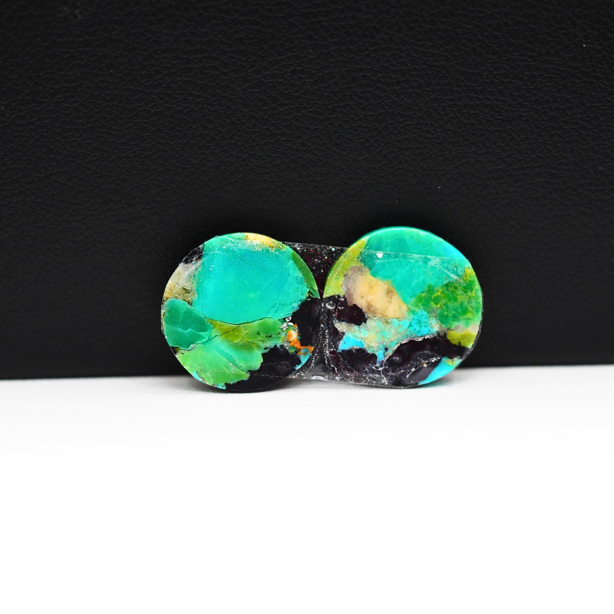 Mohave Buffalo composite pair 14x14x3mm 9.5ct round cabochon Kingman - photo 3
