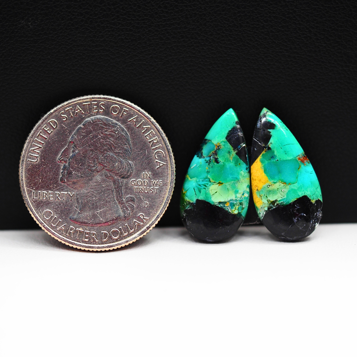 Mohave Buffalo composite pair 21x10x3mm 10.5ct pear cabochon Kingman - photo 1
