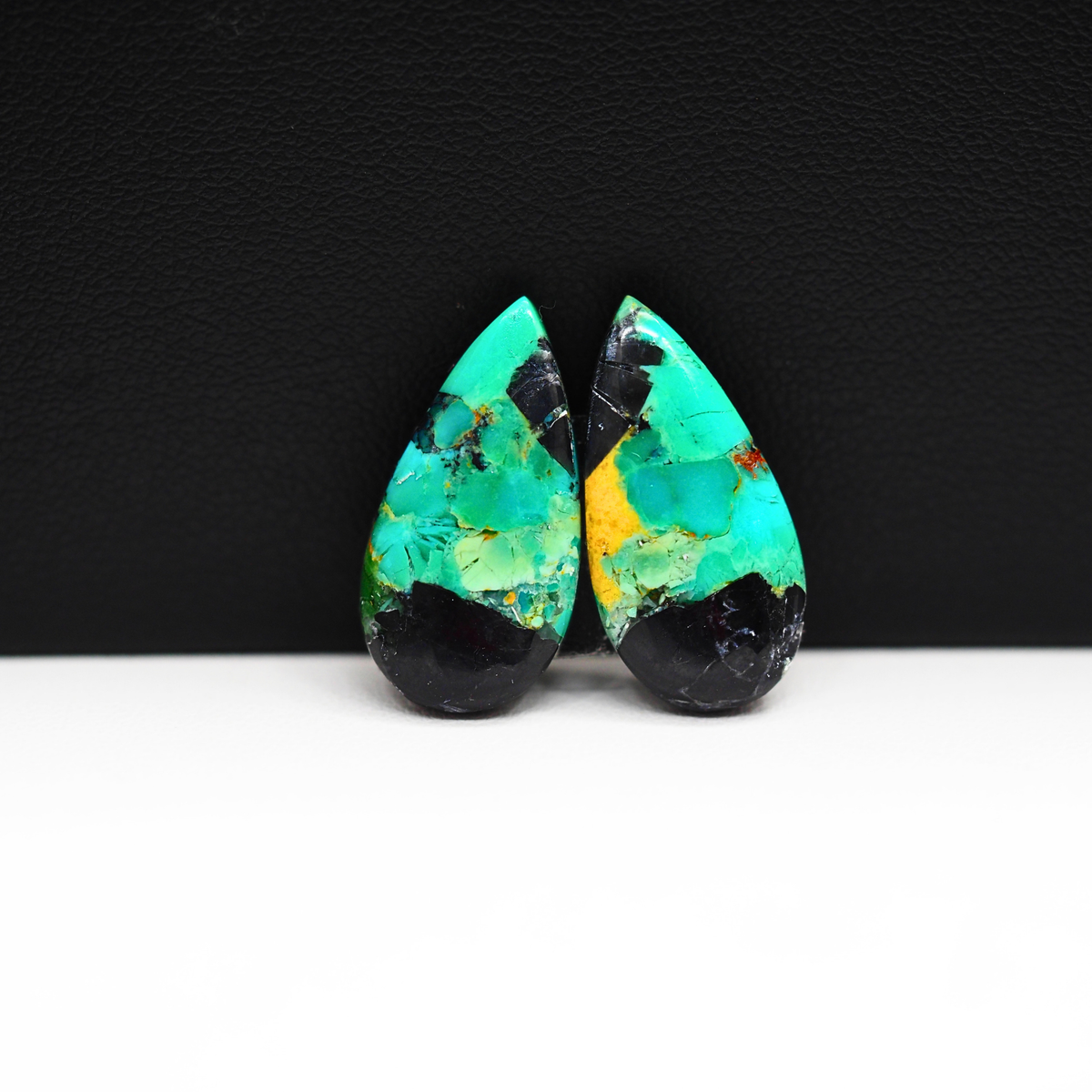 Mohave Buffalo composite pair 21x10x3mm 10.5ct pear cabochon Kingman - photo 2