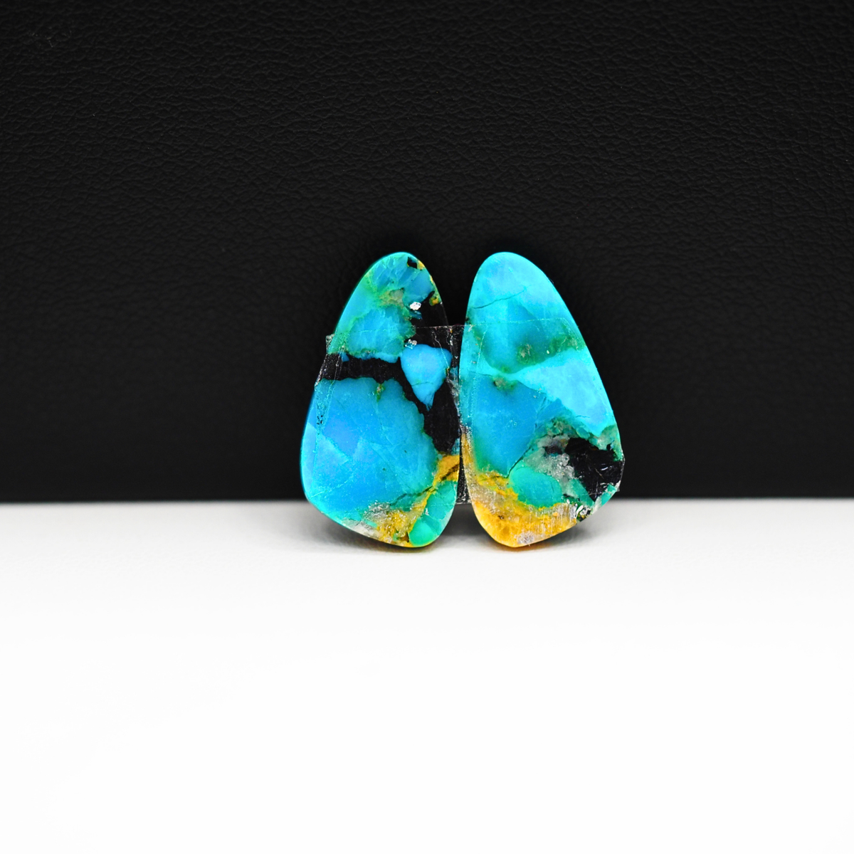 Mohave Buffalo composite pair 19x11x3mm 9.5ct freeform cabochon Kingman - photo 3