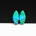 Mohave Buffalo composite pair 23x10x3mm 11ct marquise navette cabochon Kingman - photo 2