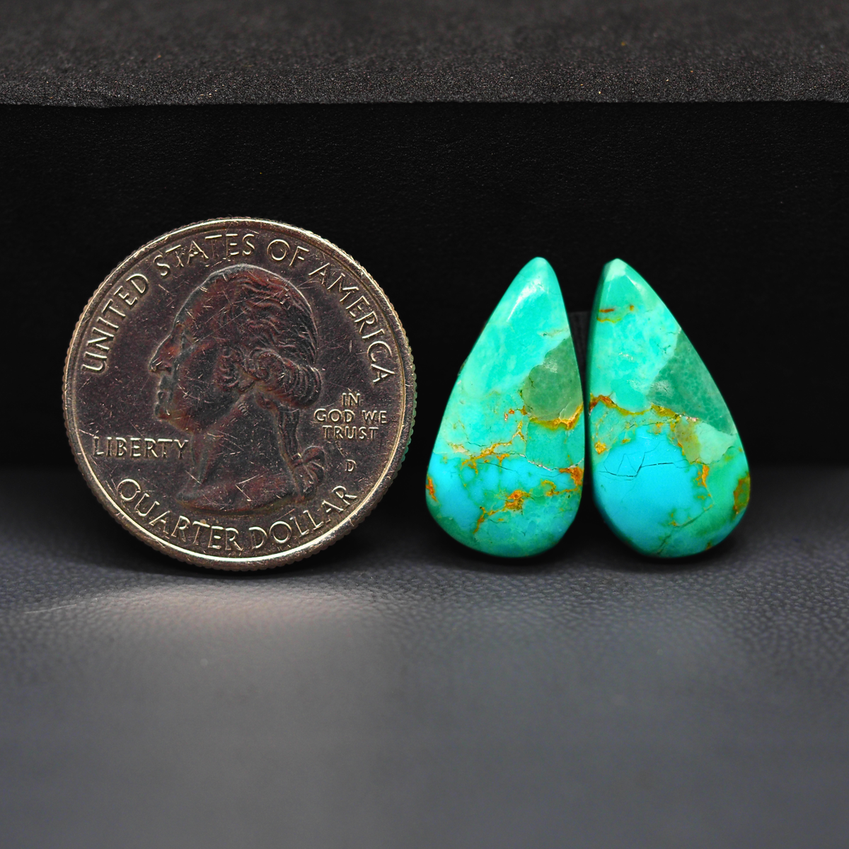 Mohave Mojave turquoise composite pair 20x11x3mm 10.5ct pear cabochon Kingman - photo 1