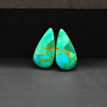 Mohave Mojave turquoise composite pair 20x11x3mm 10.5ct pear cabochon Kingman - photo 2