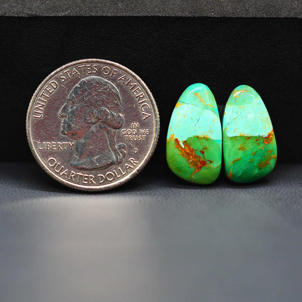 Mohave Mojave turquoise composite pair 18x10x3mm 9.5ct freeform cabochon Kingman - photo 1