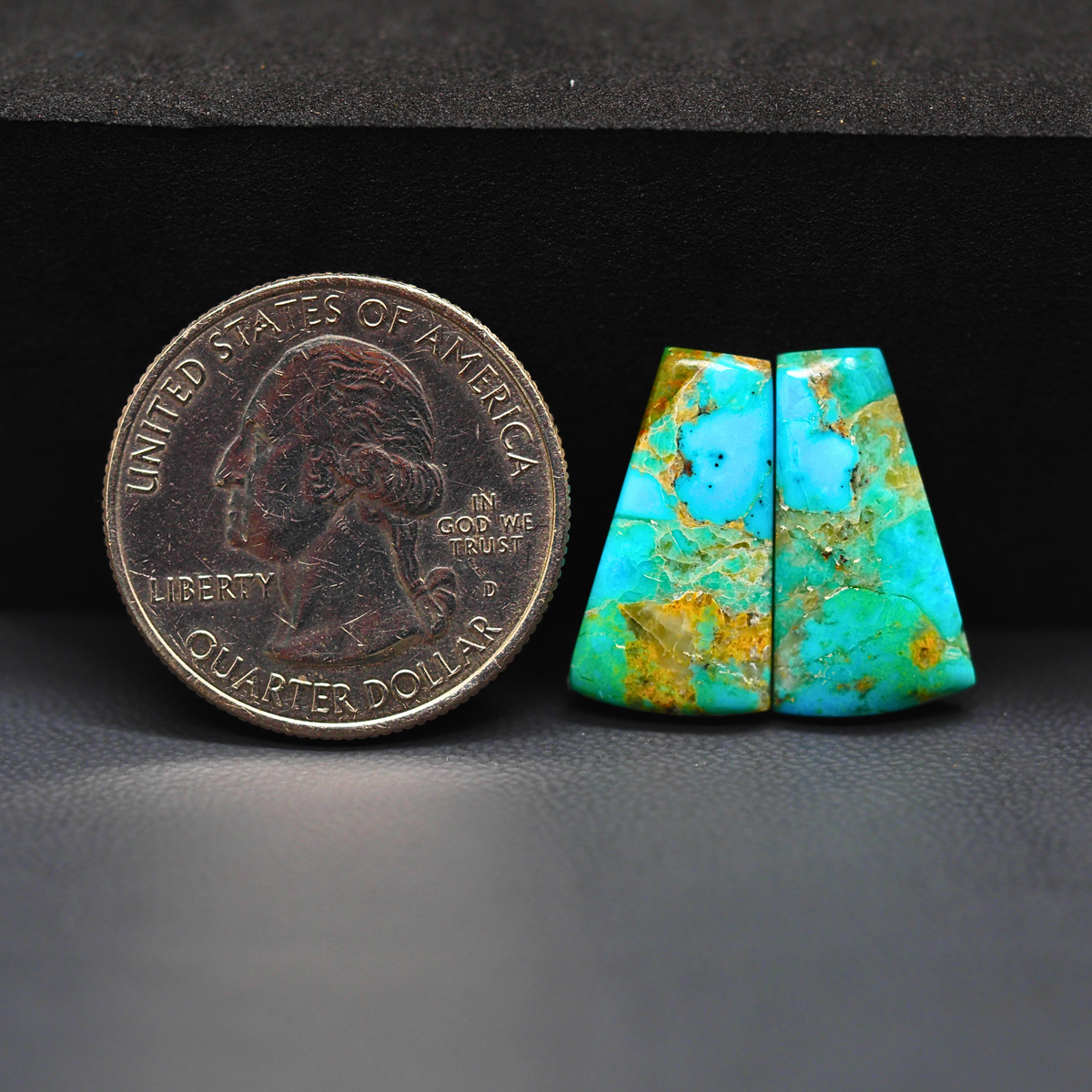 Mohave Mojave turquoise composite pair 19x10x3mm 9ct trapezoid cabochon Kingman - photo 1