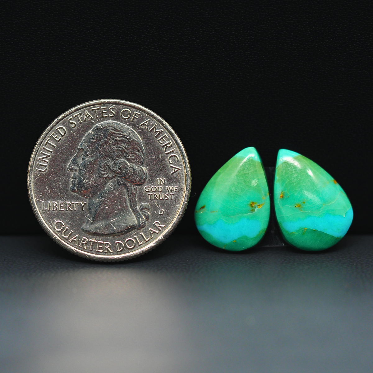 Mohave Mojave turquoise composite pair 17x11x3mm 8ct pear cabochon Kingman - photo 1