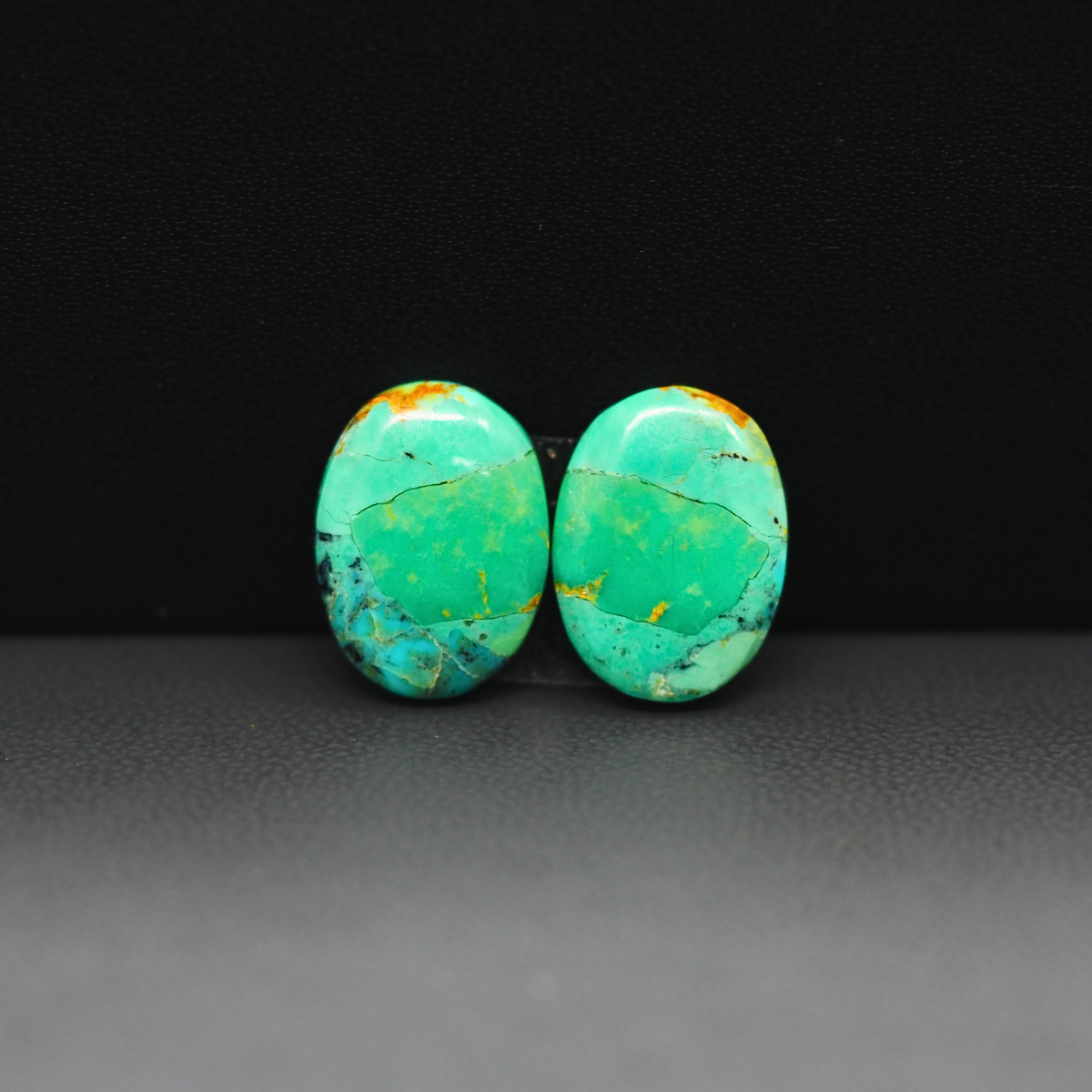 Mohave Mojave turquoise composite pair 15x11x3mm 8.5ct oval cabochon Kingman - photo 2