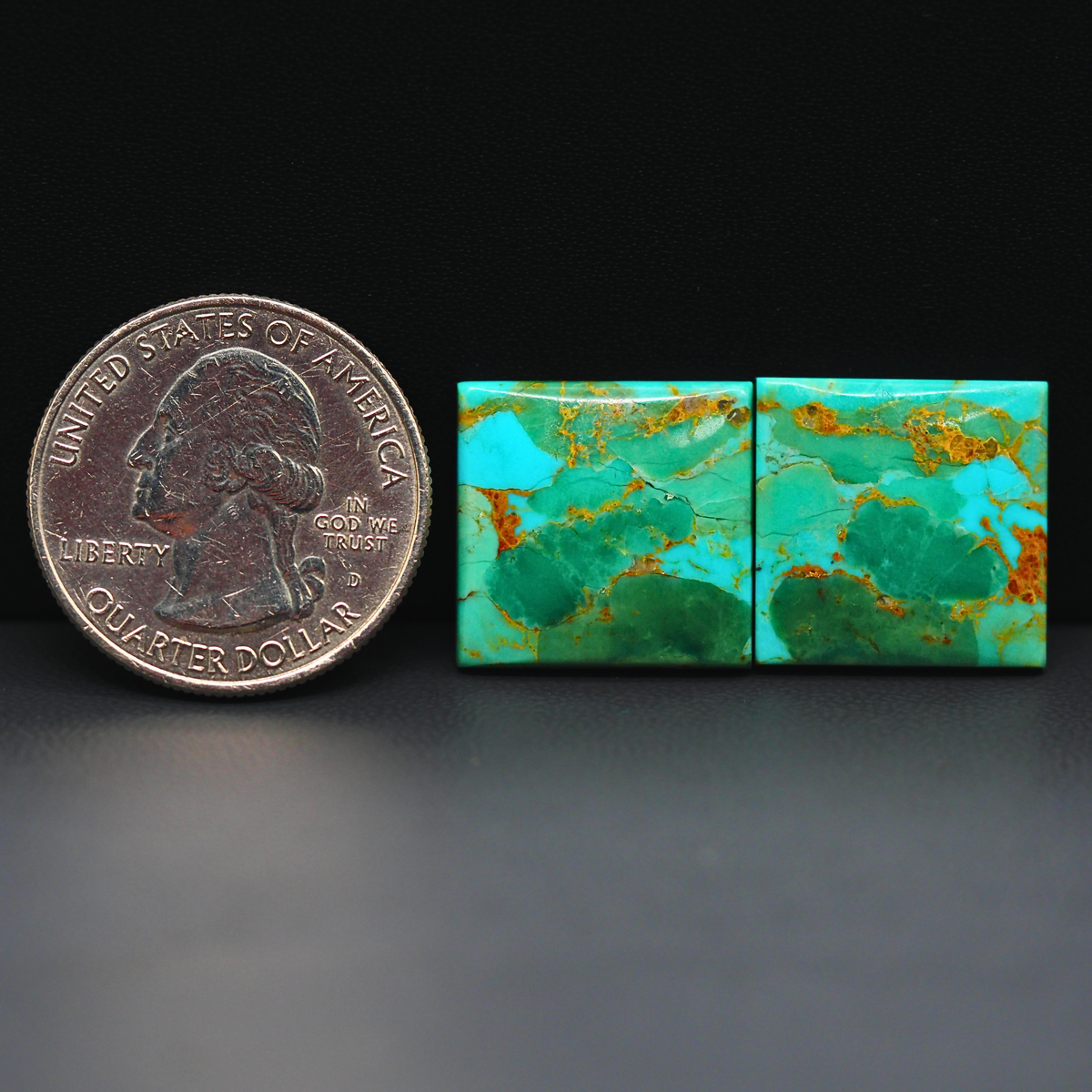 Mohave Mojave turquoise composite pair 17x17x3mm 20.5ct square cabochon Kingman - photo 1