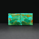 Mohave Mojave turquoise composite pair 17x17x3mm 20.5ct square cabochon Kingman - photo 2