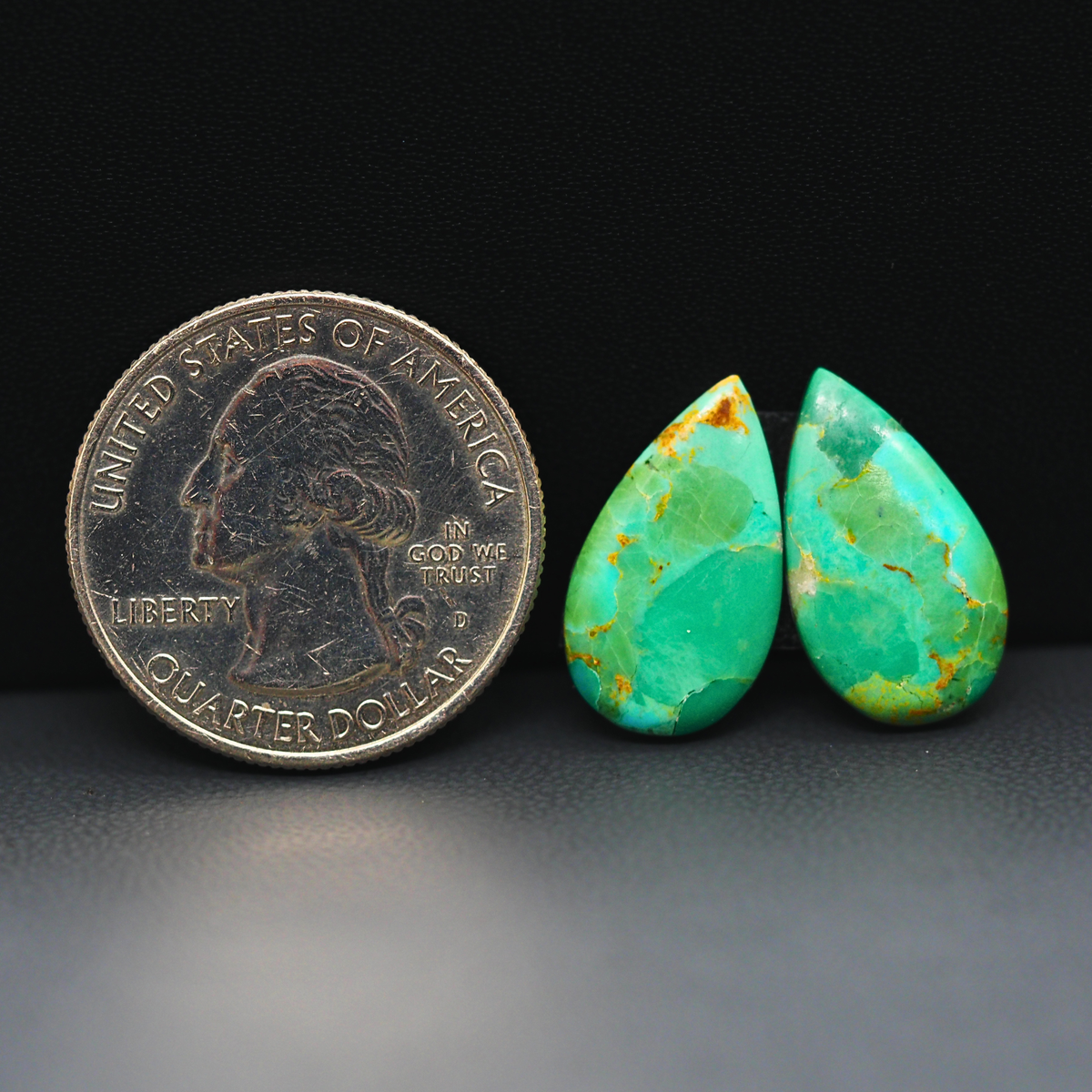 Mohave Mojave turquoise composite pair 18x11x3mm 8.5ct pear cabochon Kingman - photo 1