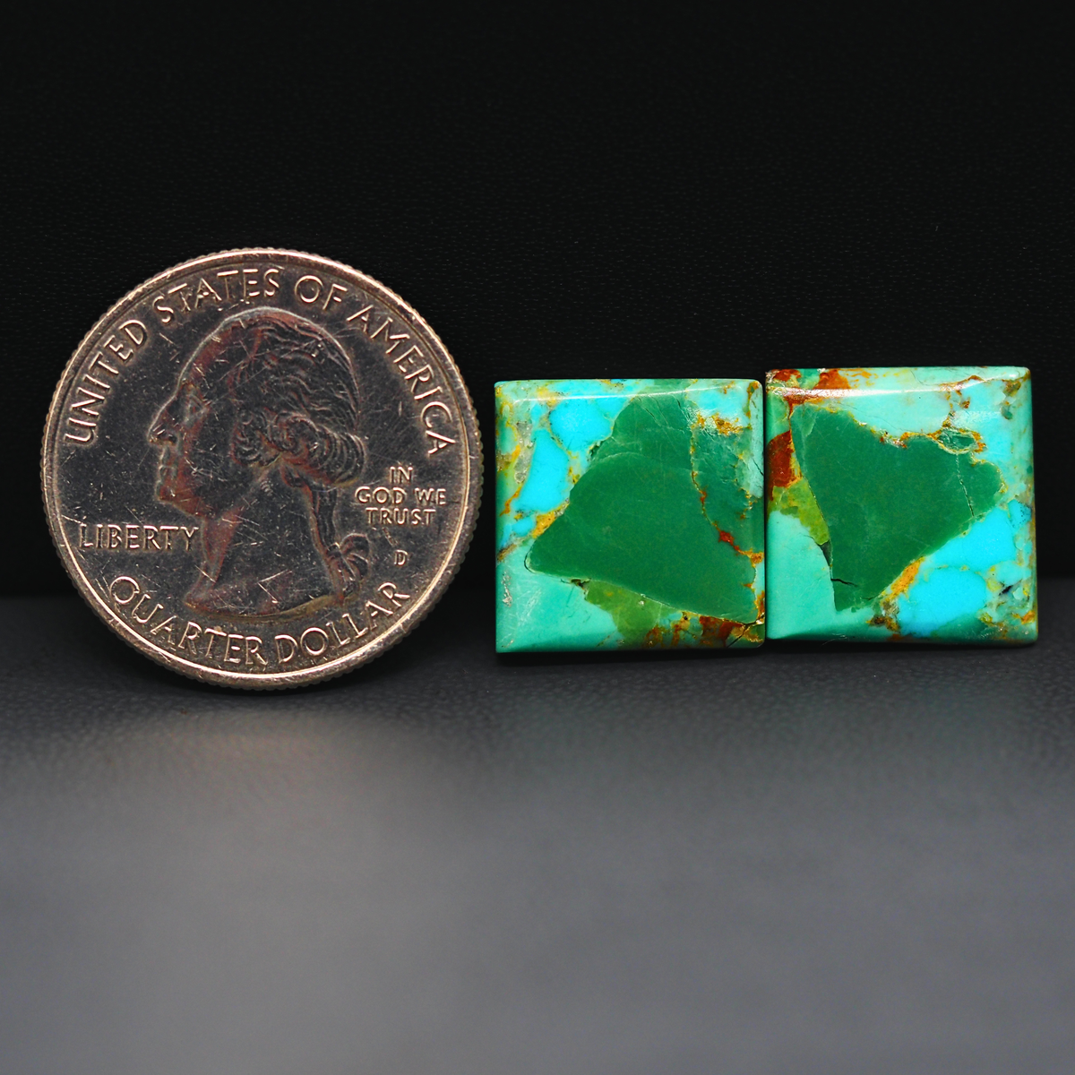 Mohave Mojave turquoise composite pair 15x15x3mm 15ct square cabochon Kingman - photo 1