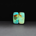 Mohave Mojave turquoise composite pair 18x9x4mm 11ct baguette cabochon Kingman - photo 3