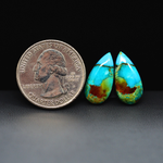 Mohave Mojave turquoise composite pair 18x9x3mm 8.5ct pear cabochon Kingman - photo 1