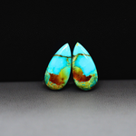 Mohave Mojave turquoise composite pair 18x9x3mm 8.5ct pear cabochon Kingman - photo 2