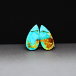Mohave Mojave turquoise composite pair 18x9x3mm 8.5ct pear cabochon Kingman - photo 3