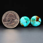 Mohave Mojave turquoise composite pair 15x15x4mm 13ct round cabochon Kingman - photo 1