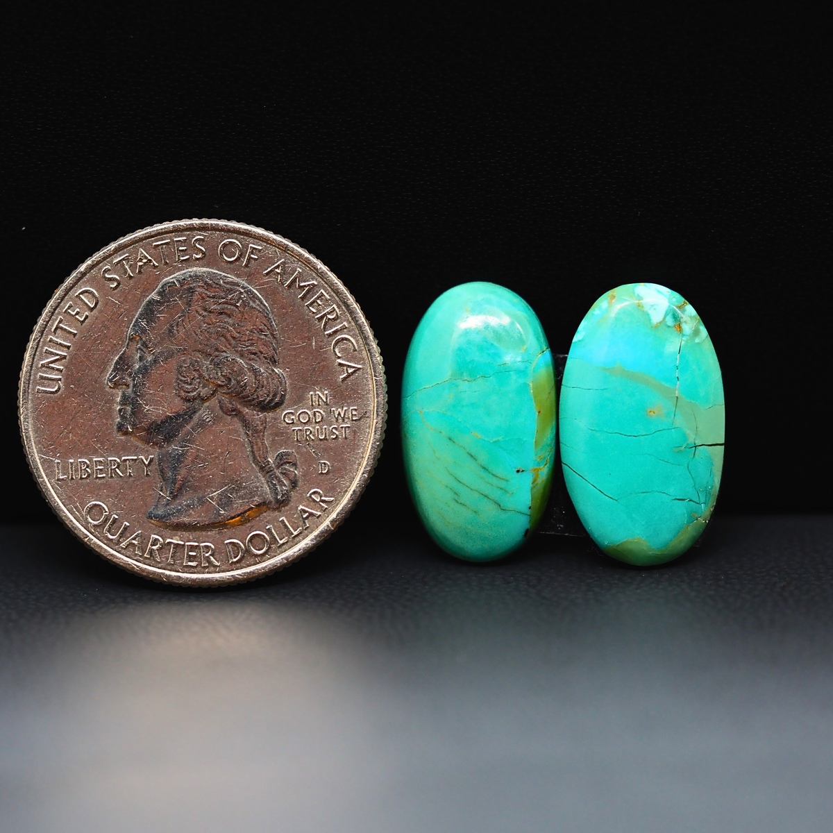 Mohave Mojave turquoise composite pair 18x11x3mm 9ct oval cabochon Kingman - photo 1