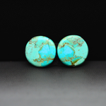 Mohave Mojave turquoise composite pair 15x15x3mm 11ct round cabochon Kingman - photo 2