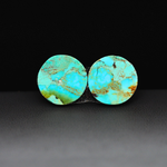 Mohave Mojave turquoise composite pair 15x15x3mm 11ct round cabochon Kingman - photo 3