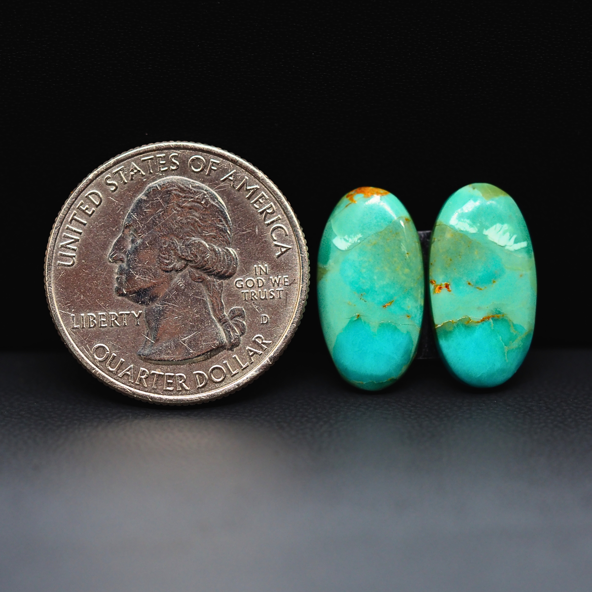 Mohave Mojave turquoise composite pair 19x10x3mm 9.5ct oval cabochon Kingman - photo 1