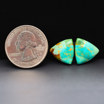 Mohave Mojave turquoise composite pair 14x14x3mm 9.5ct trillion cabochon Kingman - photo 1