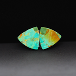 Mohave Mojave turquoise composite pair 14x14x3mm 9.5ct trillion cabochon Kingman - photo 3