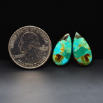 Mohave Mojave turquoise composite pair 18x10x3mm 9.5ct pear cabochon Kingman - photo 1