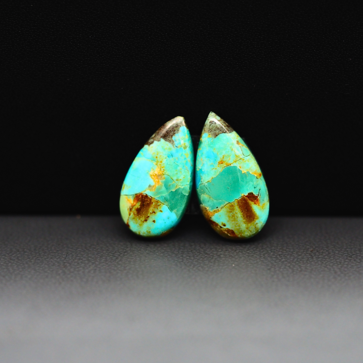 Mohave Mojave turquoise composite pair 18x10x3mm 9.5ct pear cabochon Kingman - photo 2
