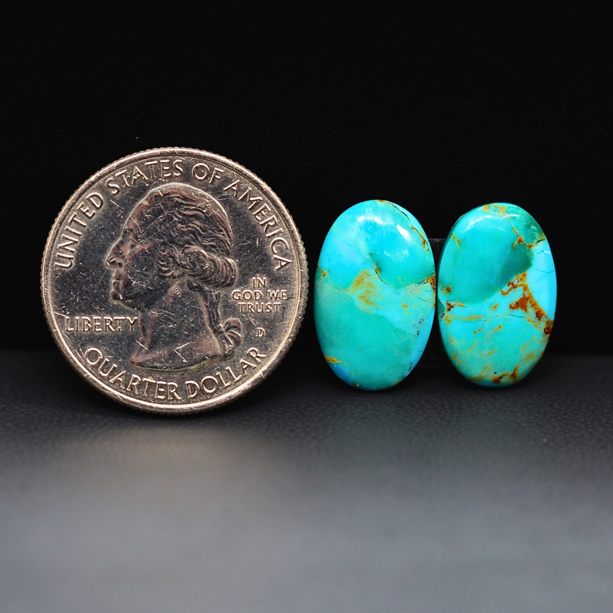 Mohave Mojave turquoise composite pair 17x11x3mm 9.5ct oval cabochon Kingman - photo 1