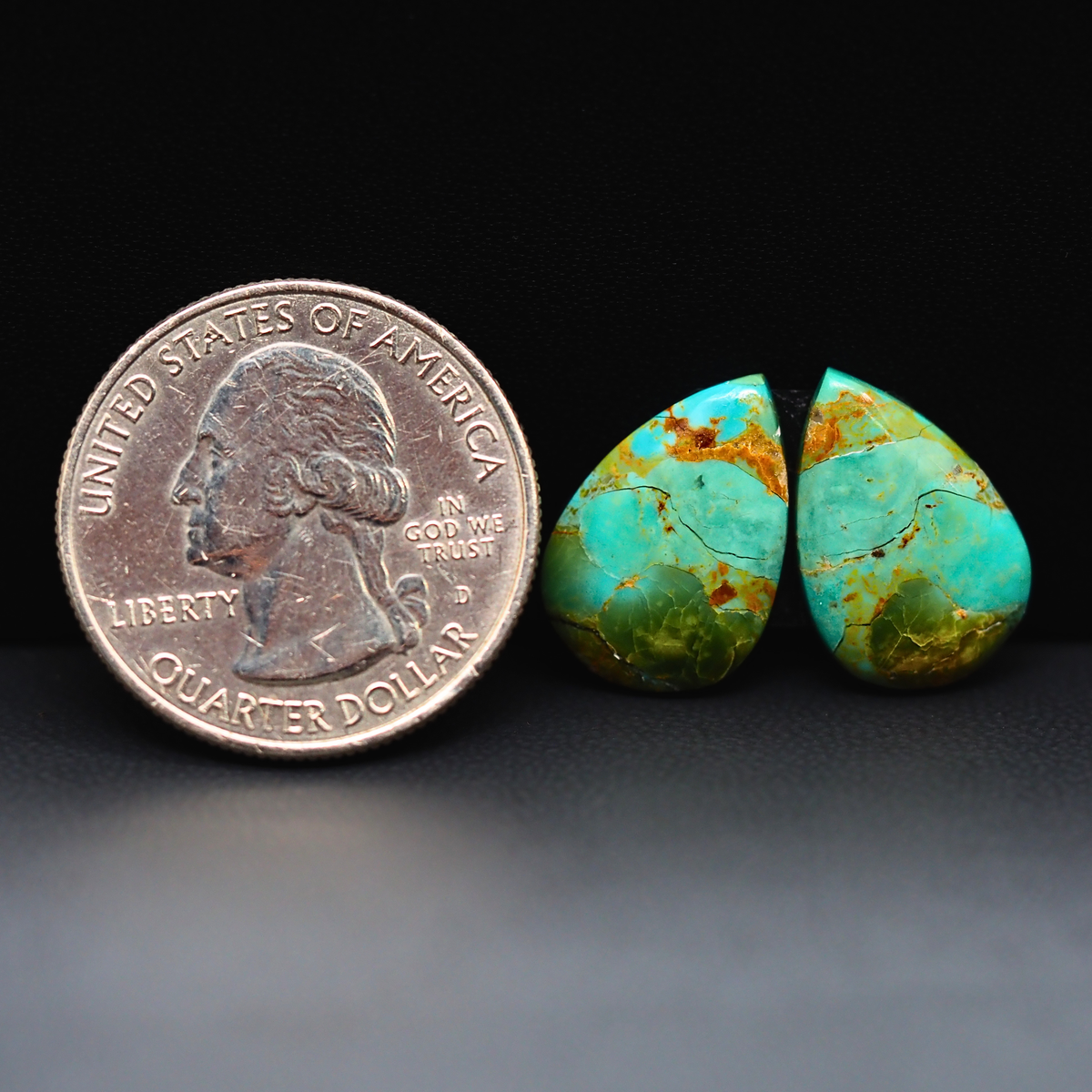 Mohave Mojave turquoise composite pair 17x12x3mm 9.5ct pear cabochon Kingman - photo 1