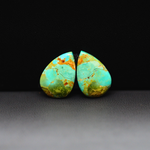 Mohave Mojave turquoise composite pair 17x12x3mm 9.5ct pear cabochon Kingman - photo 2