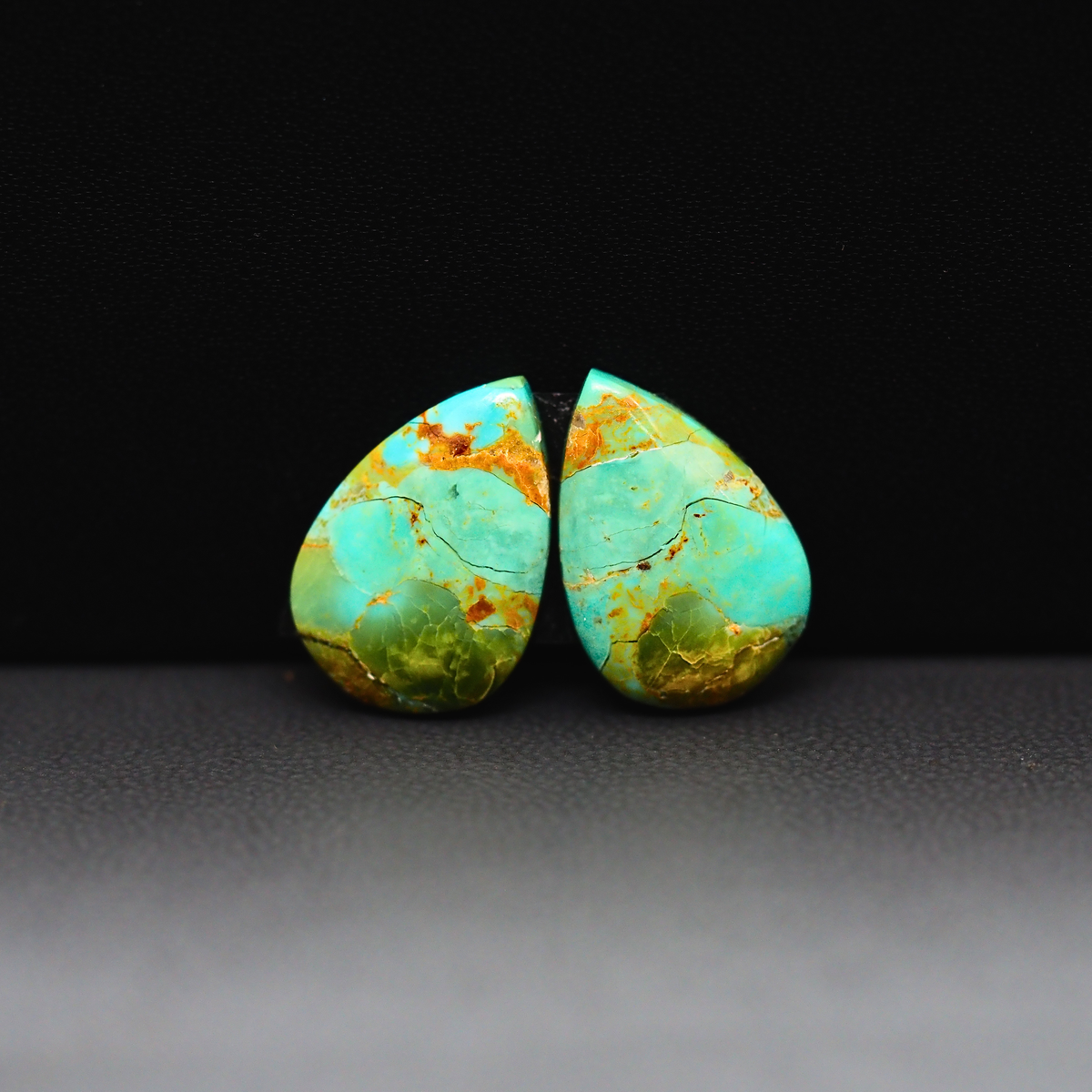 Mohave Mojave turquoise composite pair 17x12x3mm 9.5ct pear cabochon Kingman - photo 2