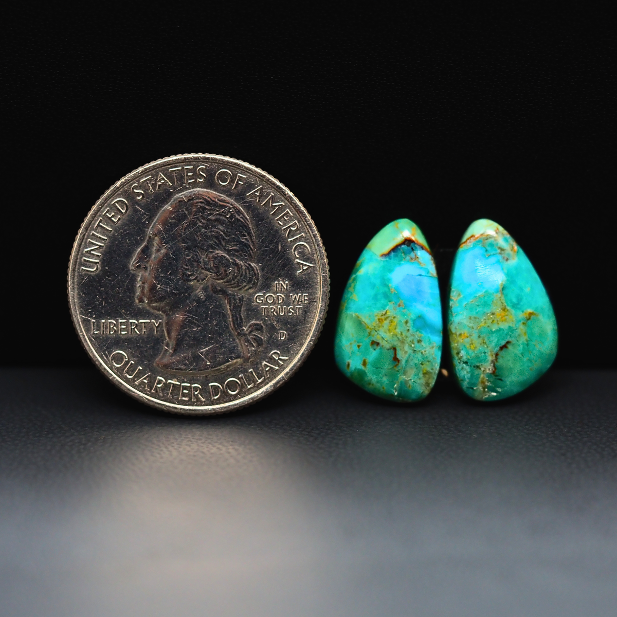 Mohave Mojave turquoise composite pair 16x10x3mm 8.5ct freeform cabochon Kingman - photo 1