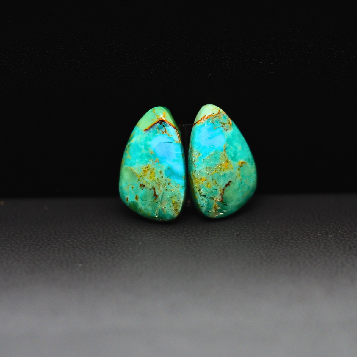 Mohave Mojave turquoise composite pair 16x10x3mm 8.5ct freeform cabochon Kingman - photo 2