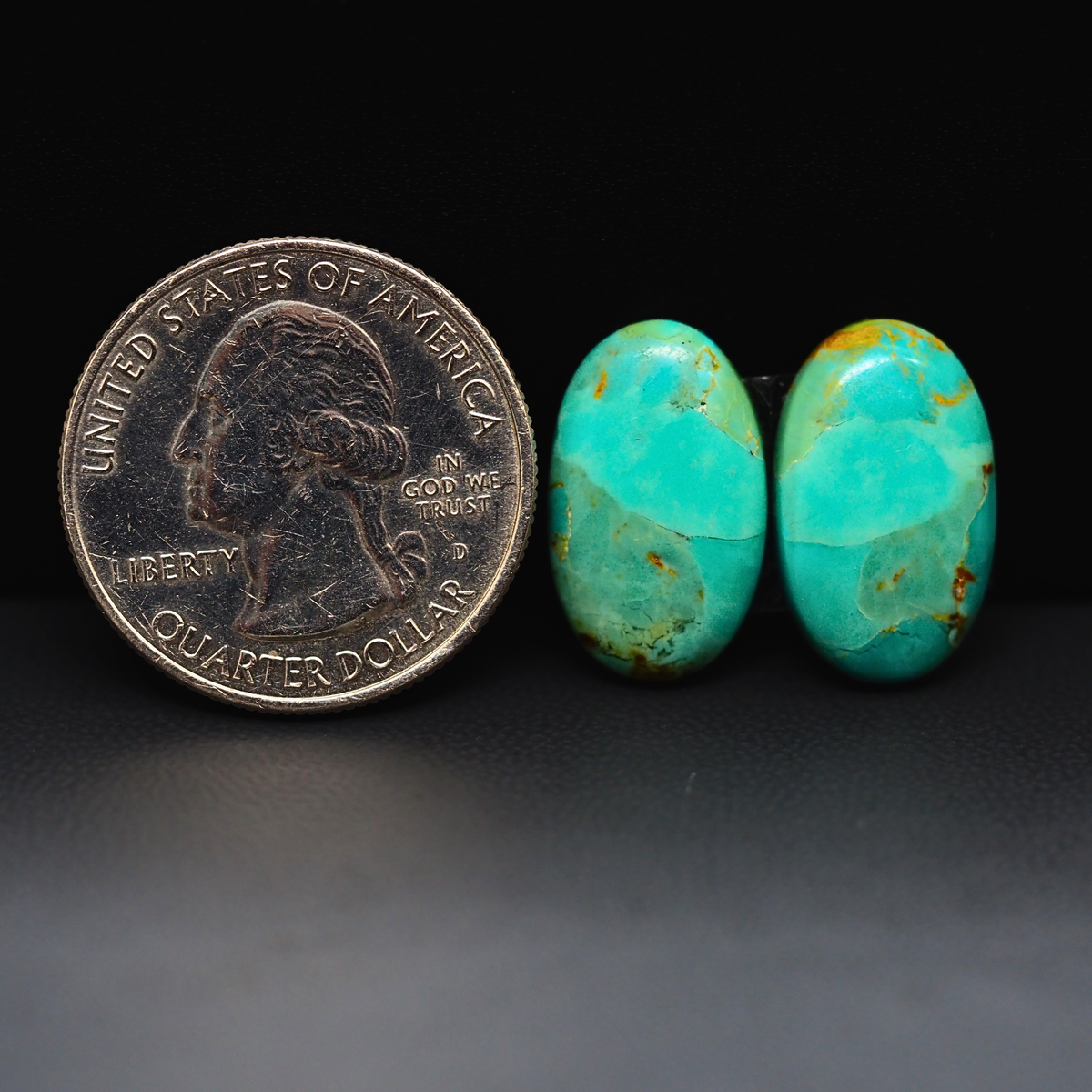 Mohave Mojave turquoise composite pair 18x11x3mm 10.5ct oval cabochon Kingman - photo 1