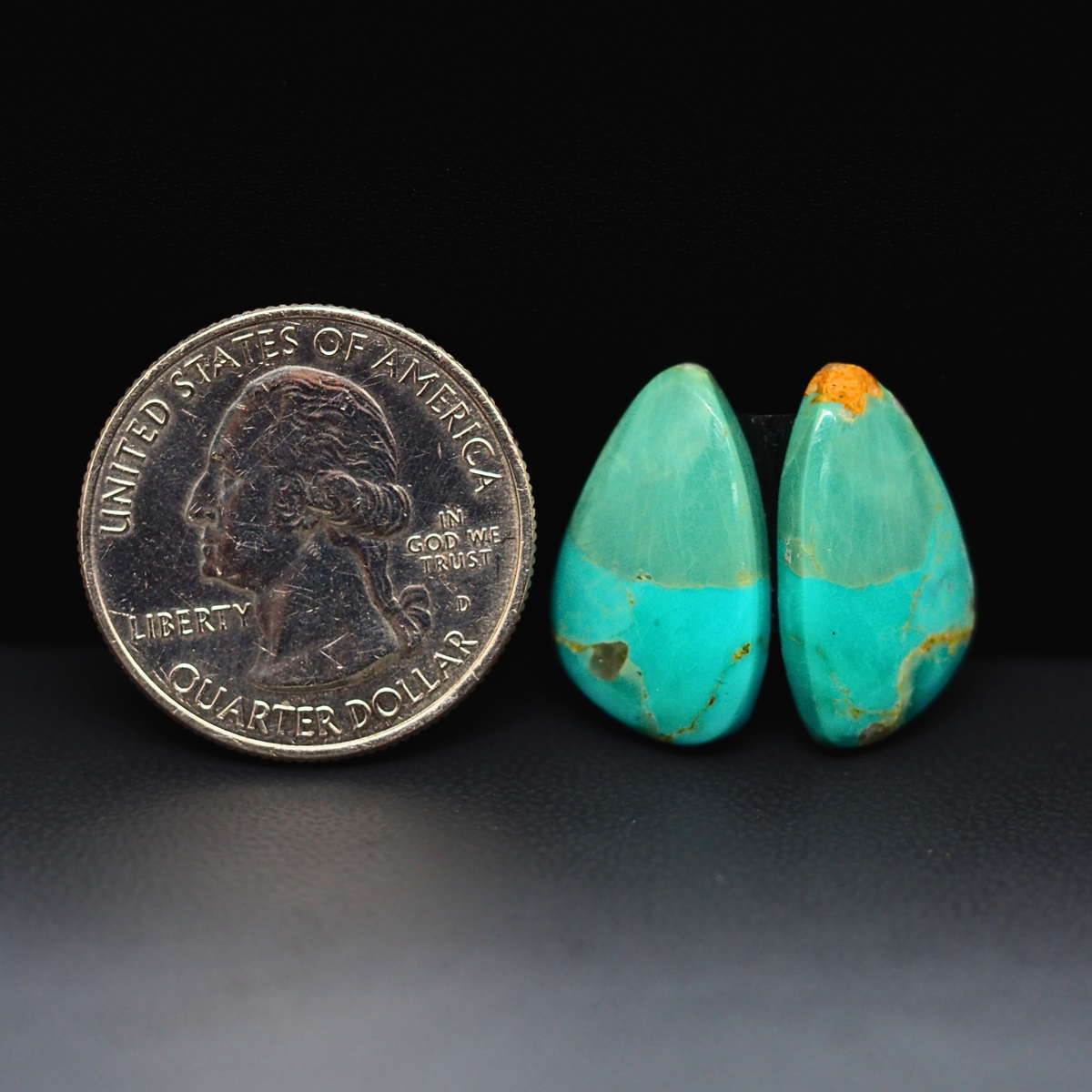 Mohave Mojave turquoise composite pair 20x12x3mm 11.5ct freeform cabochon Kingman - photo 1