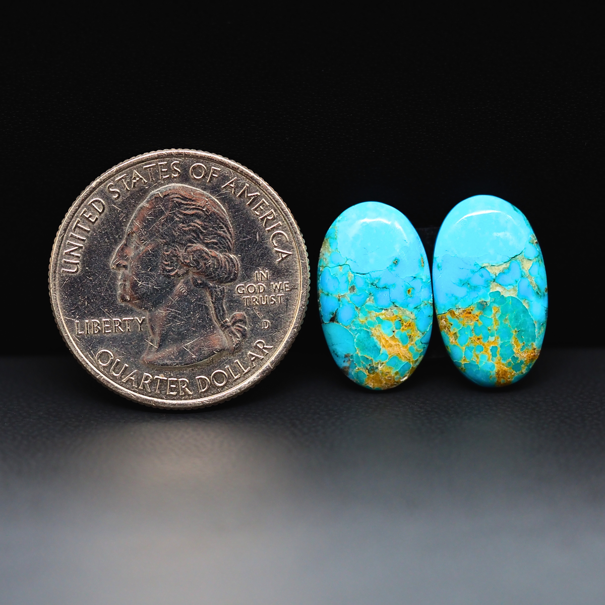 Mohave Mojave turquoise composite pair 18x11x3mm 10.5ct oval cabochon Kingman - photo 1