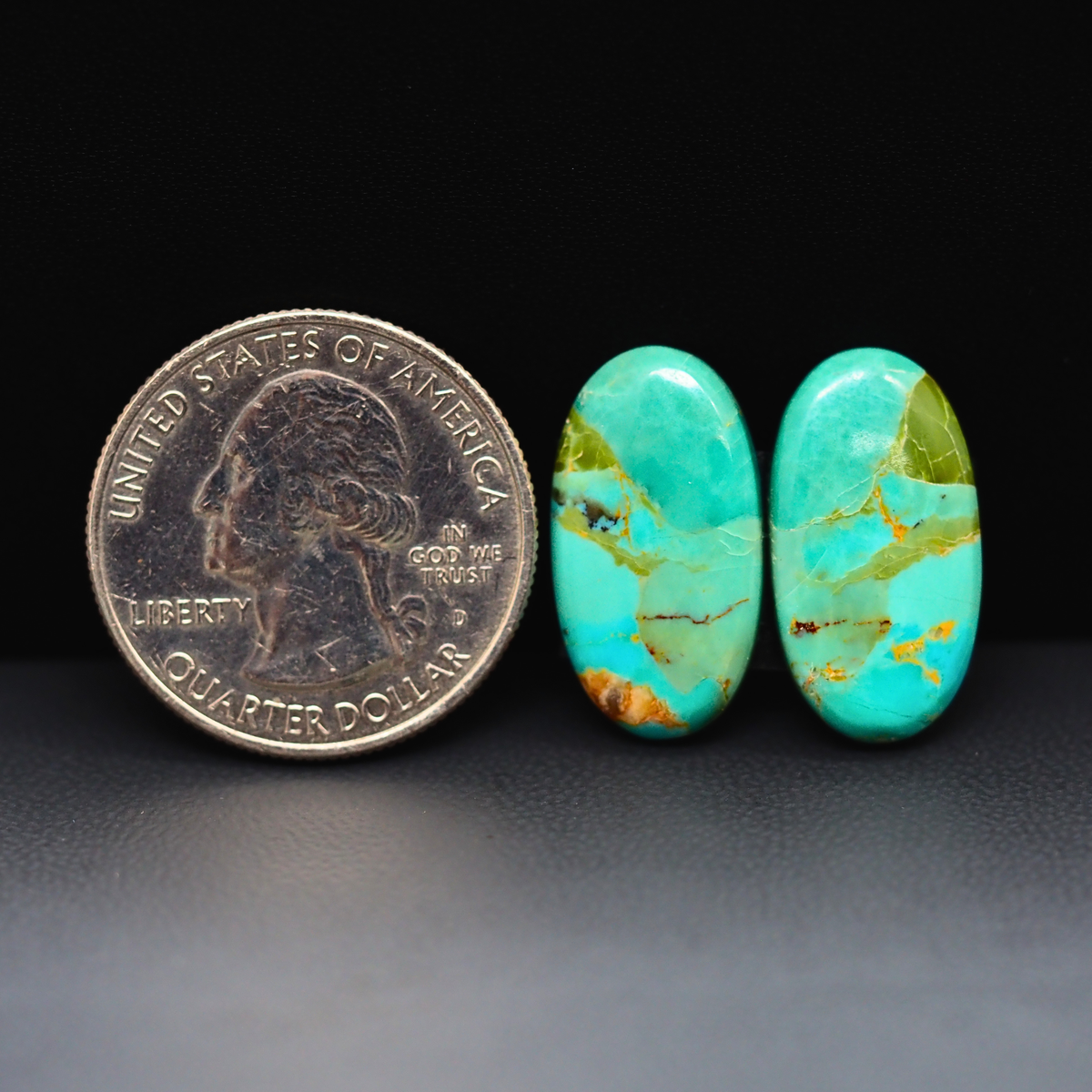 Mohave Mojave turquoise composite pair 21x11x3mm 13ct oval cabochon Kingman - photo 1