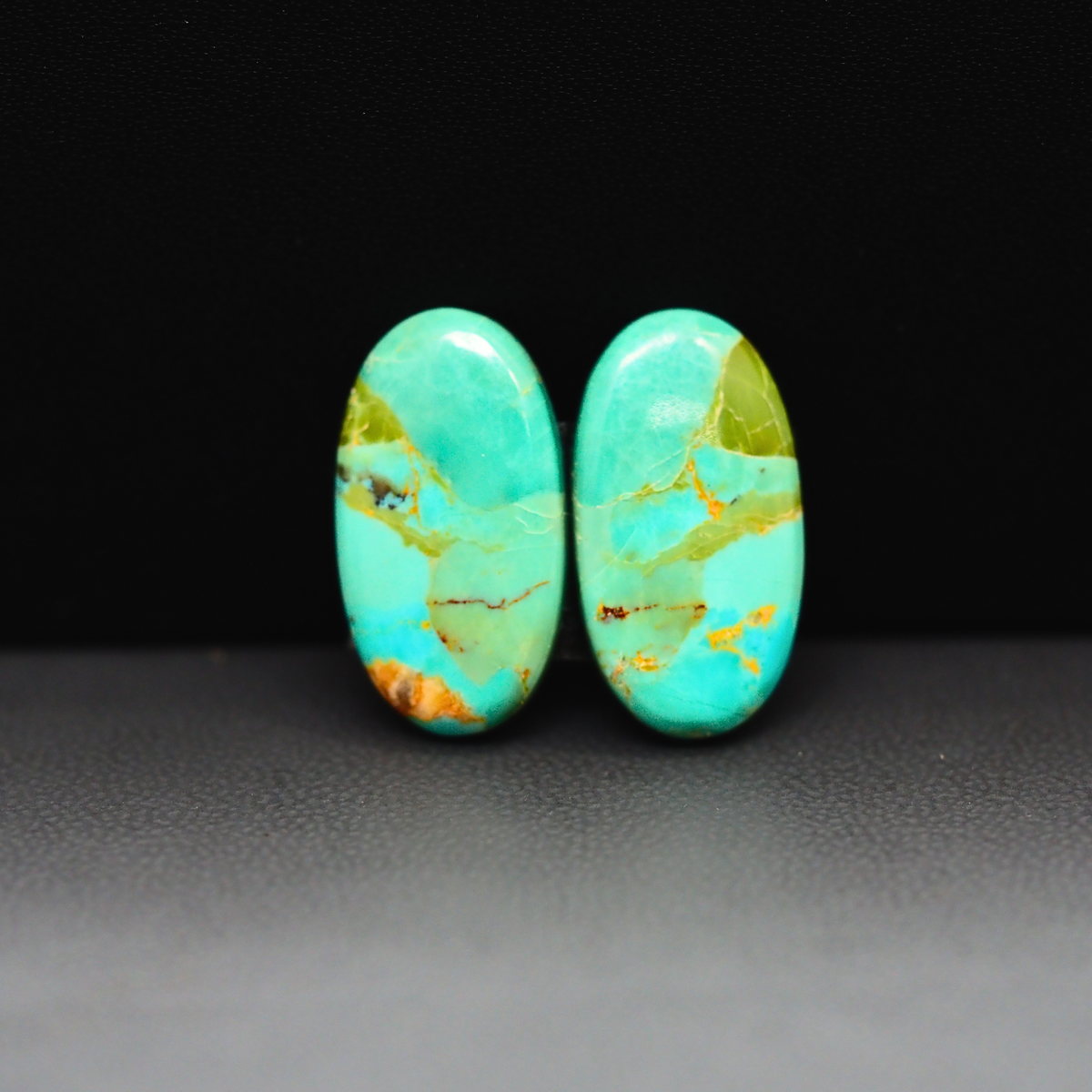 Mohave Mojave turquoise composite pair 21x11x3mm 13ct oval cabochon Kingman - photo 2