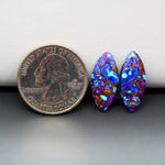 Stabilized Purple Mohave (Mojave) Turquoise marquise cabochon pair 21x9x3mm 10ct - purple with blue Kingman turquoise nuggets - photo 1 - Pedra Gems.