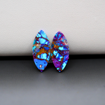 Stabilized Purple Mohave (Mojave) Turquoise marquise cabochon pair 21x9x3mm 10ct - purple with blue Kingman turquoise nuggets - photo 3 - Pedra Gems.