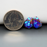 Stabilized Purple Mohave (Mojave) Turquoise coffin cabochon pair 13x10x3mm 9ct - purple with blue Kingman turquoise nuggets - photo 1 - Pedra Gems.